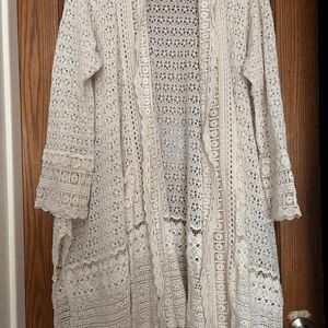 Johnny Was Floral Crochet Lace Cardigan
